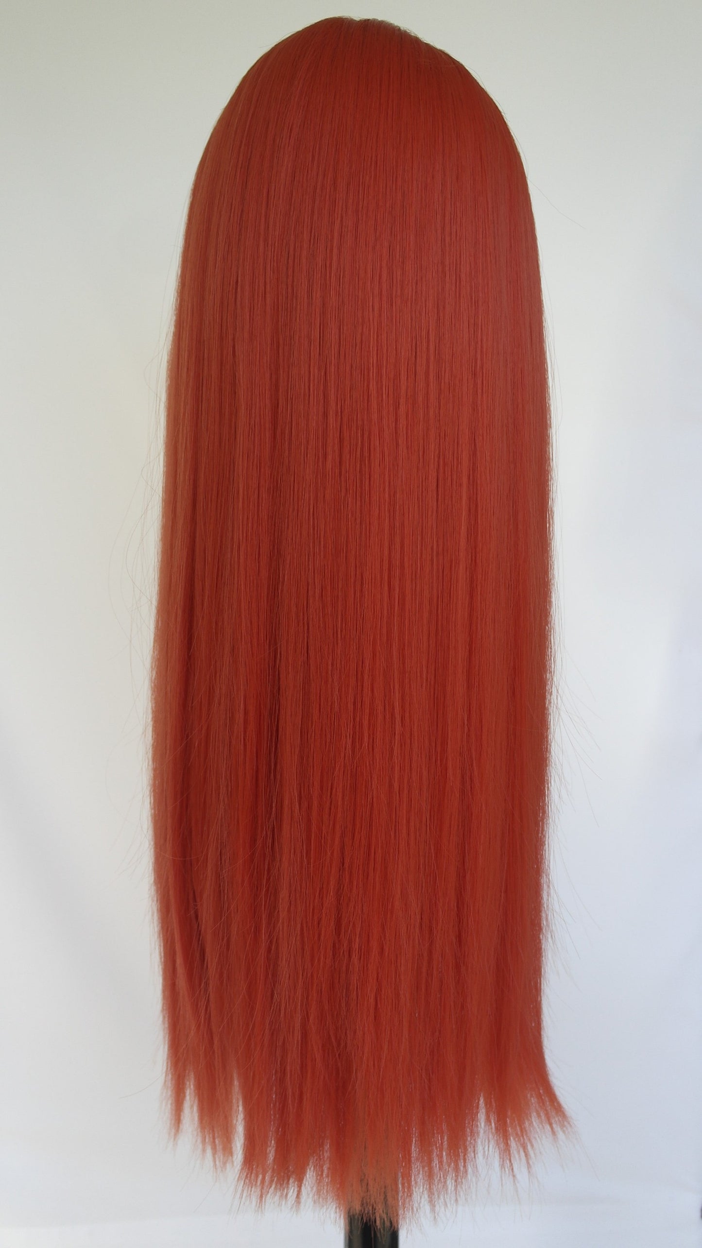 Coral Orange Red Long Wig With Blunt Cut Fringe From Harleyco Wigs NZ | Free NZ Shipping | Buy Now Pay Later Hair With Afterpay and Laybuy