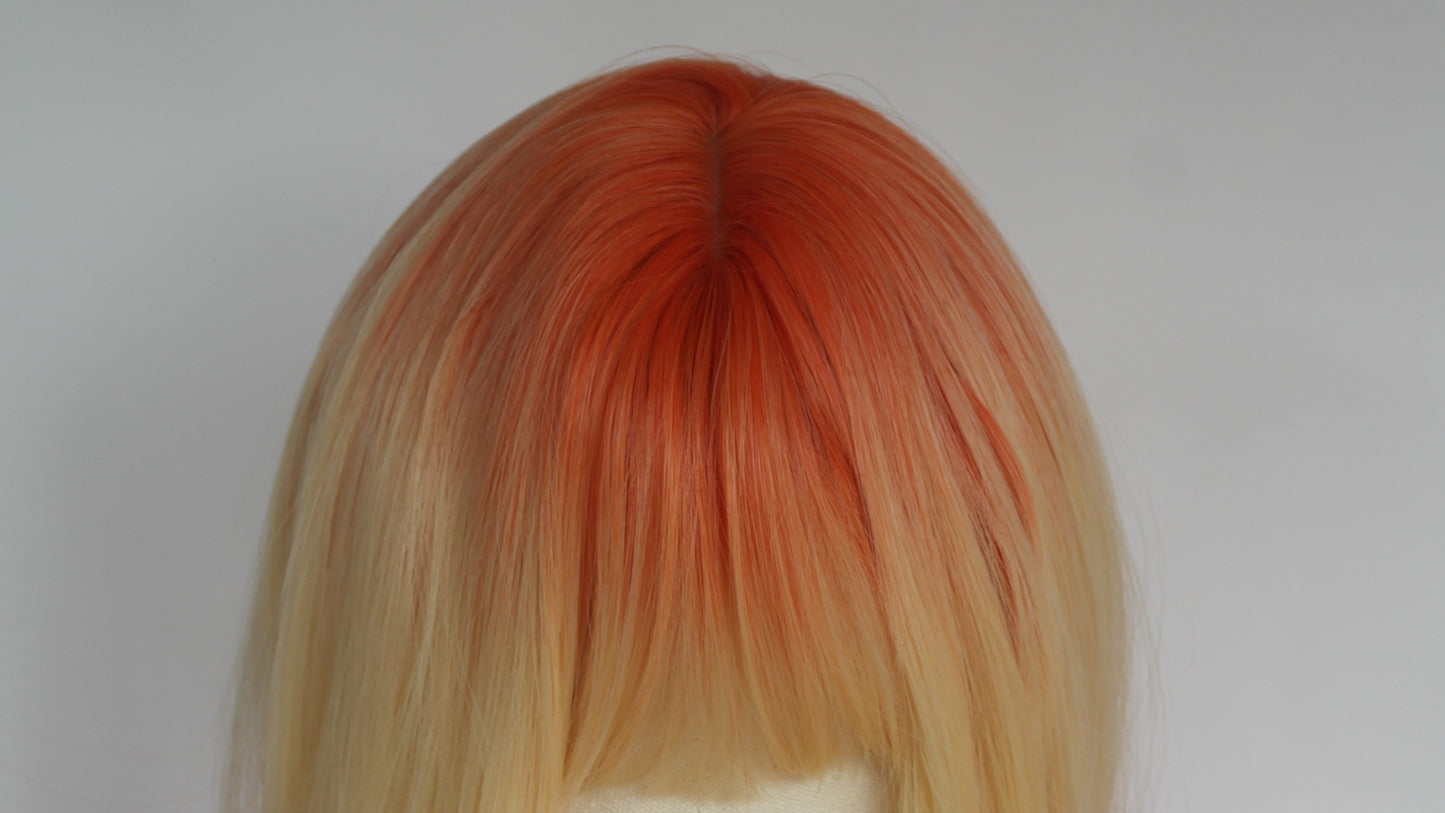 Orange Blonde Ombre Fringed Wig