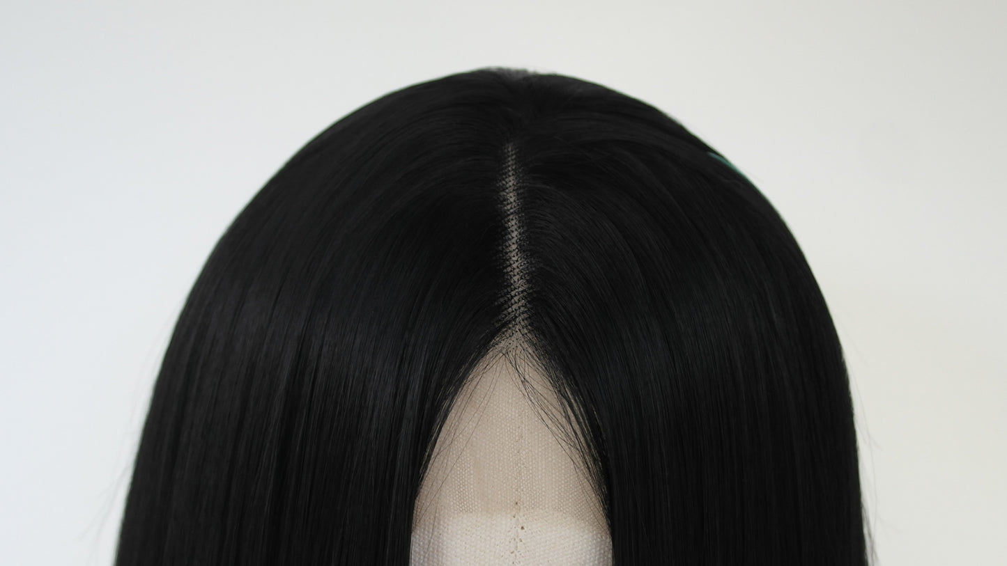 Turquoise Lowlight Black Lace Front Wig