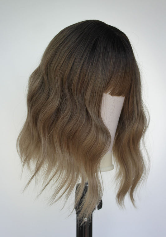 Dark Blonde Fringed Water Wave Wig