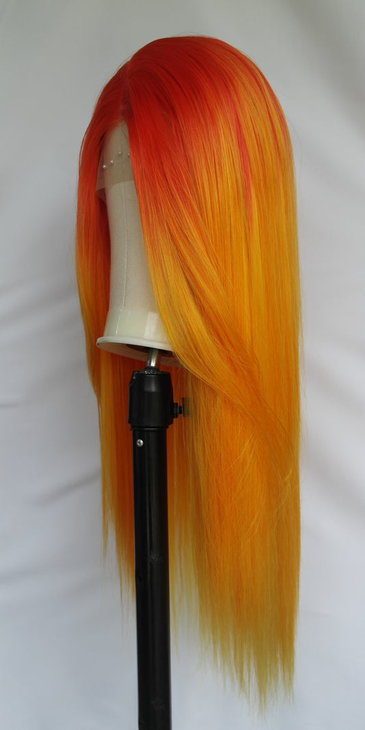 Flame Orange Ombre Lace Front Wig
