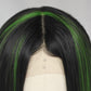 Lime Green Streaked Black Lace Front Wig
