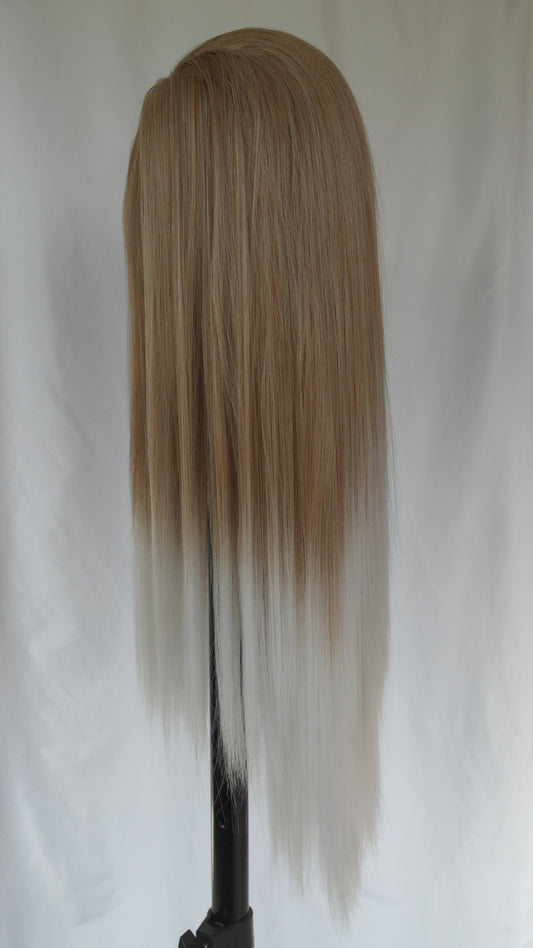 (Small Cap) Long Blonde Dipdye Lace Front Wig ( Straight )