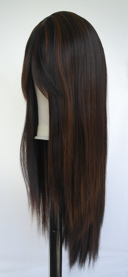 Dark Chocolate Brown Fringed Wig