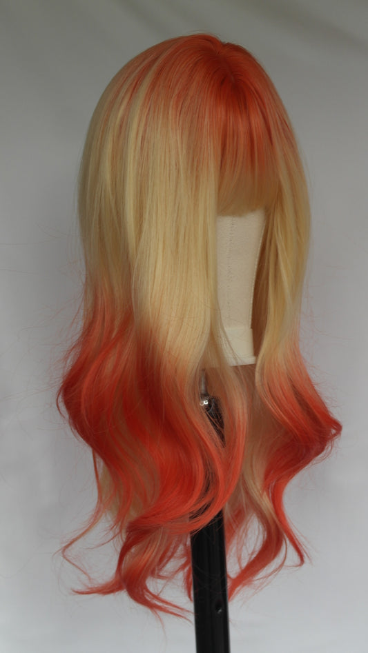 Orange Blonde Ombre Fringed Wig