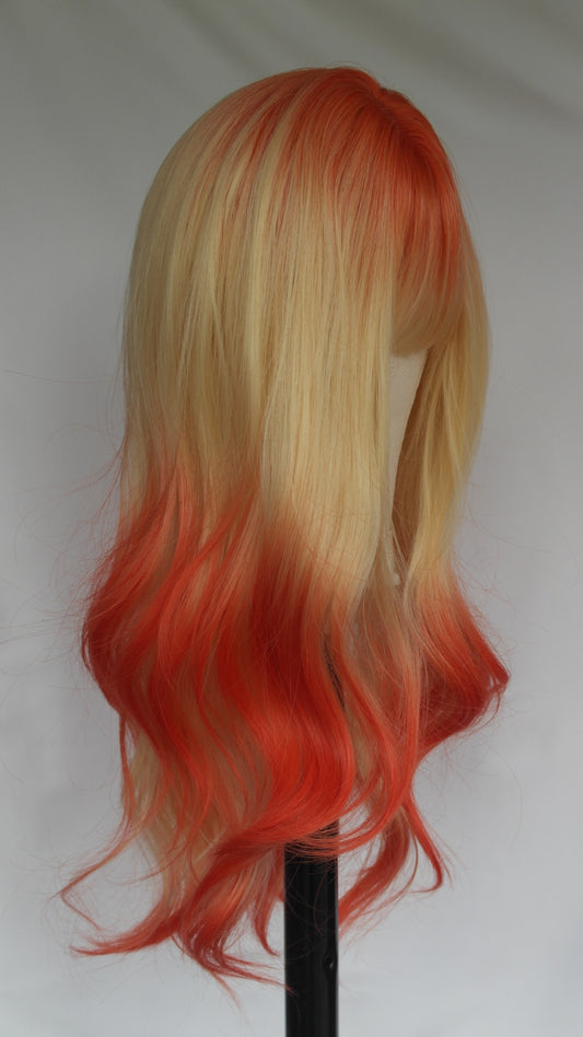 Orange Blonde Ombre Fringed Wig