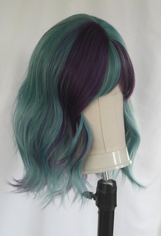 Purple Blue Color Block Wig