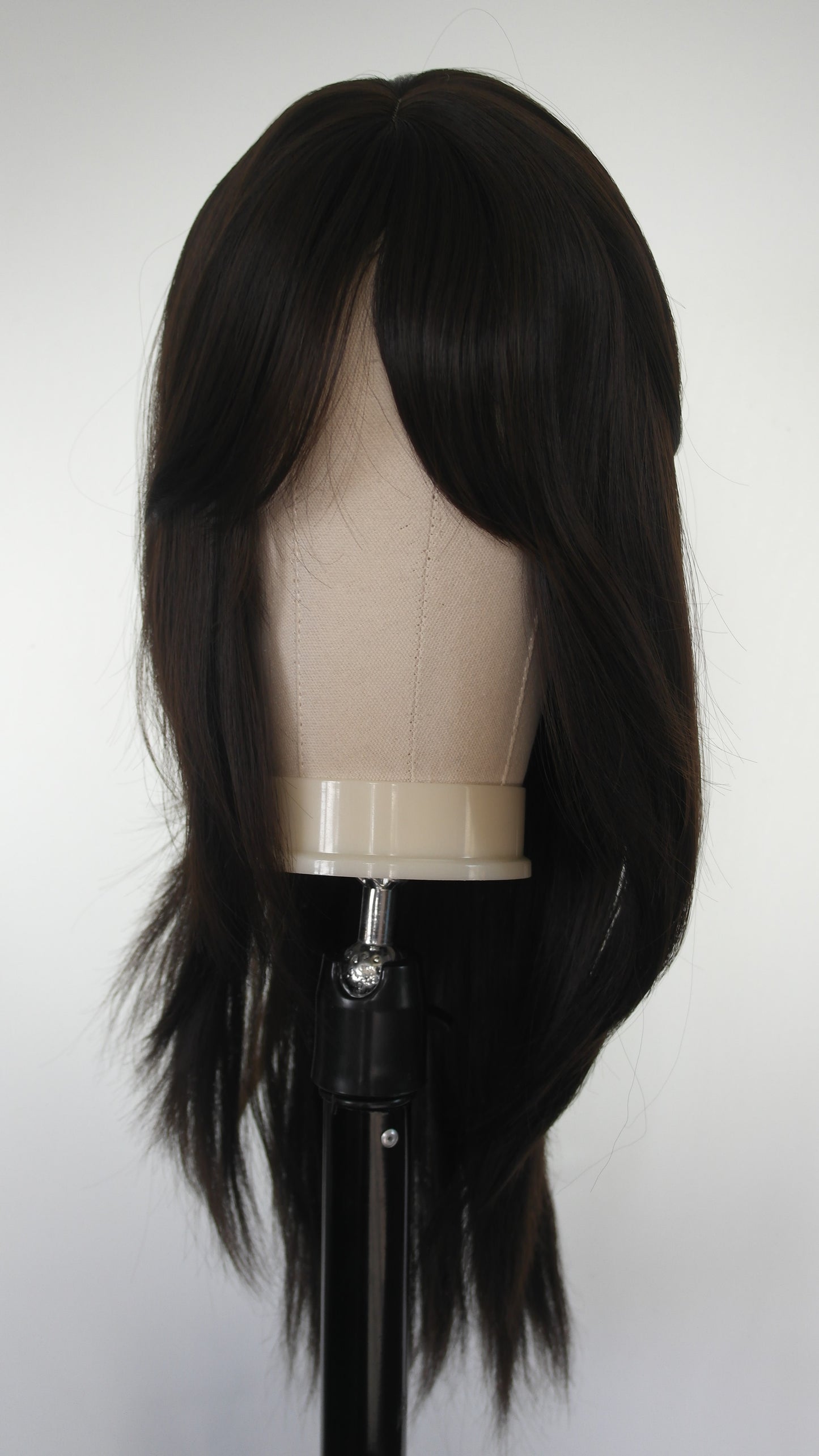 Deep Brown Curtain Fringe Wig
