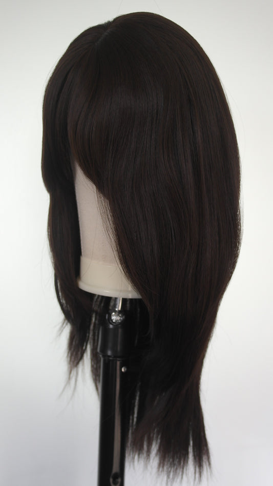 Deep Brown Curtain Fringe Wig