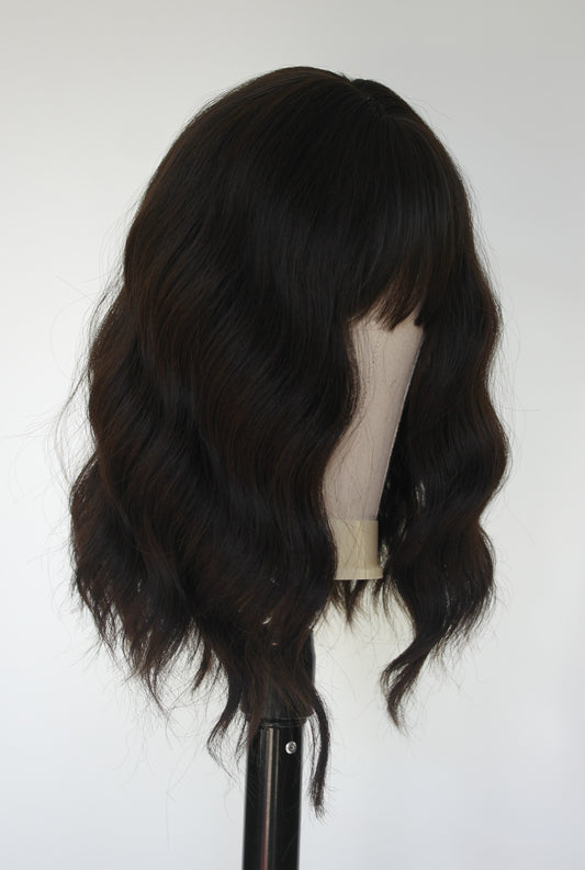 Brunette Fringed Water Wave Synthetic Hair Wig | Auckland Based Online Wig Salon | Buy Now Pay Later With Afterpay & Laybuy