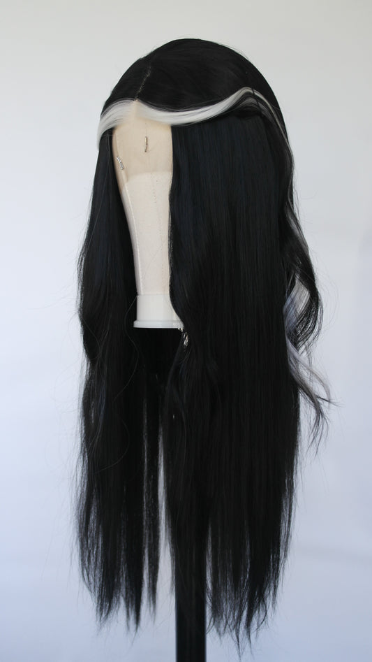 White Money Piece Black Lace Front Wig