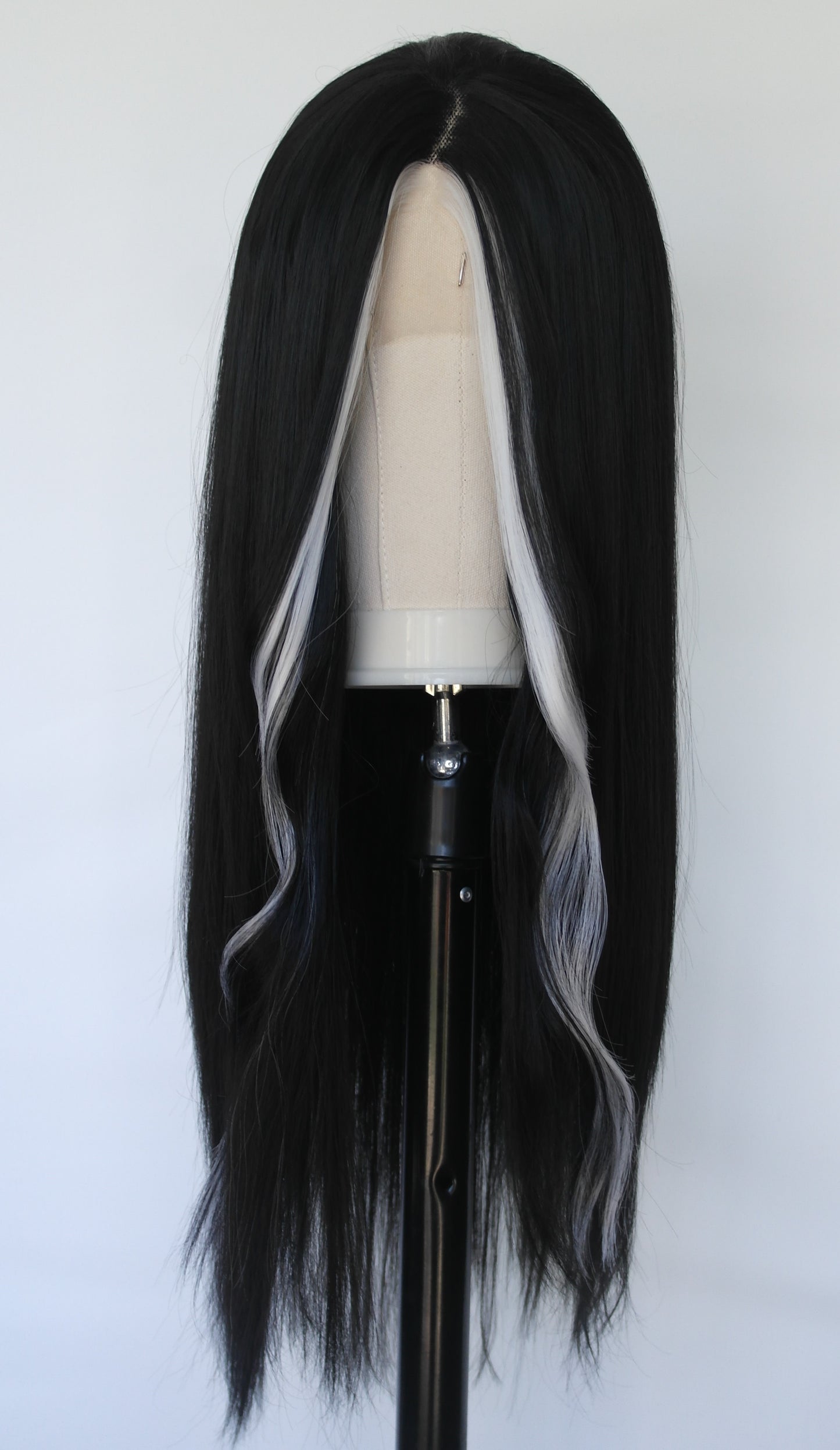 White Money Piece Black Lace Front Wig